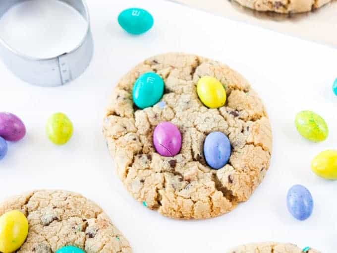 Chocolate Chip M&M Easter Egg Cookies