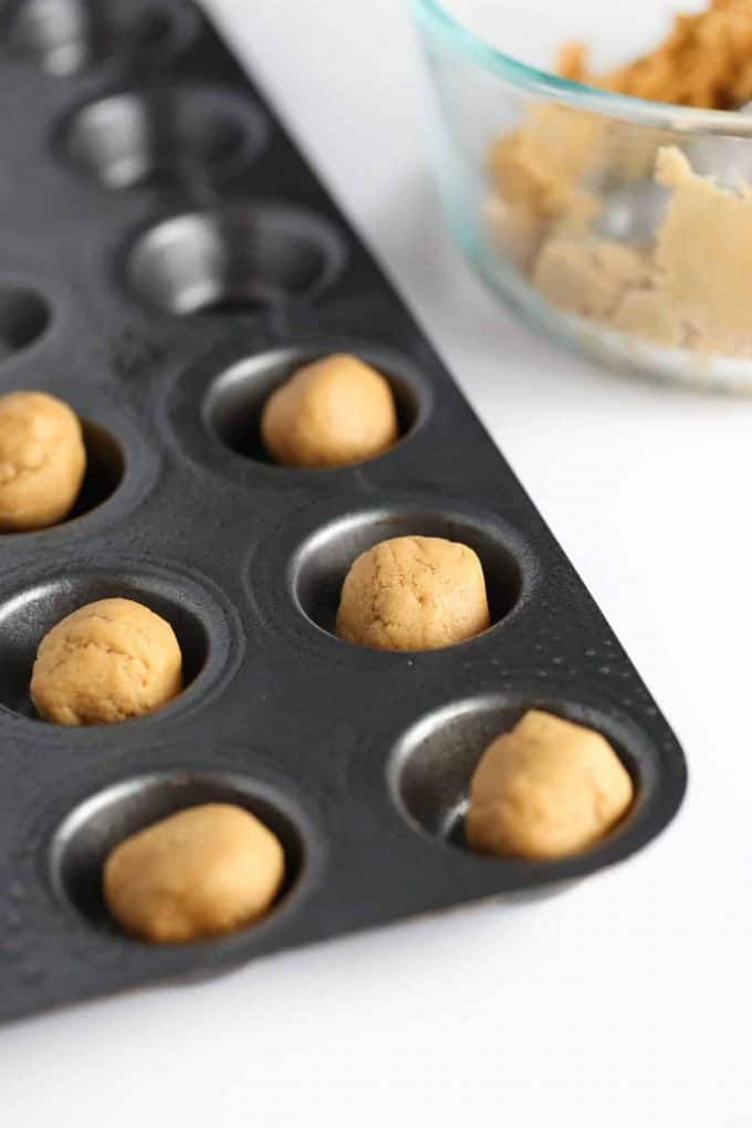 Dough Balls for Reeses Peanut Butter Valentines Cookie Cups