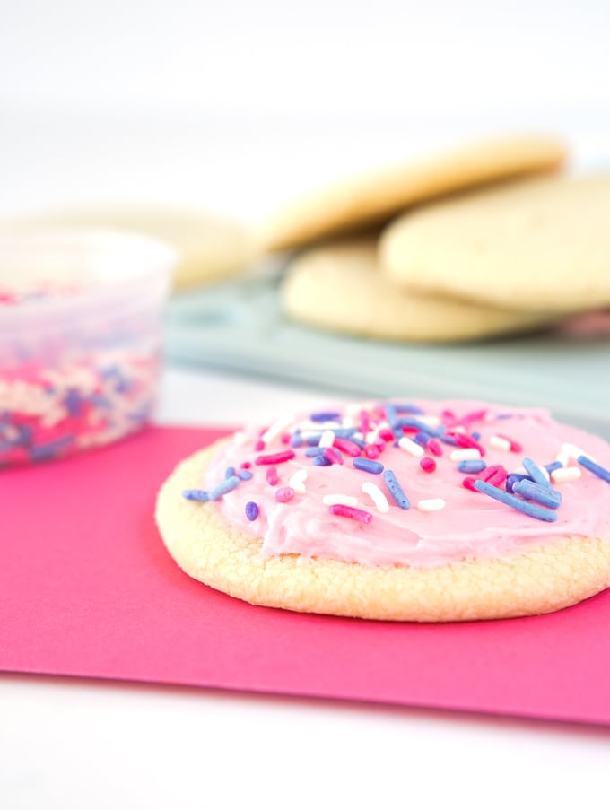 Cream cheese and real butter make a quick and easy sugar cookie frosting for your favorite cookies!