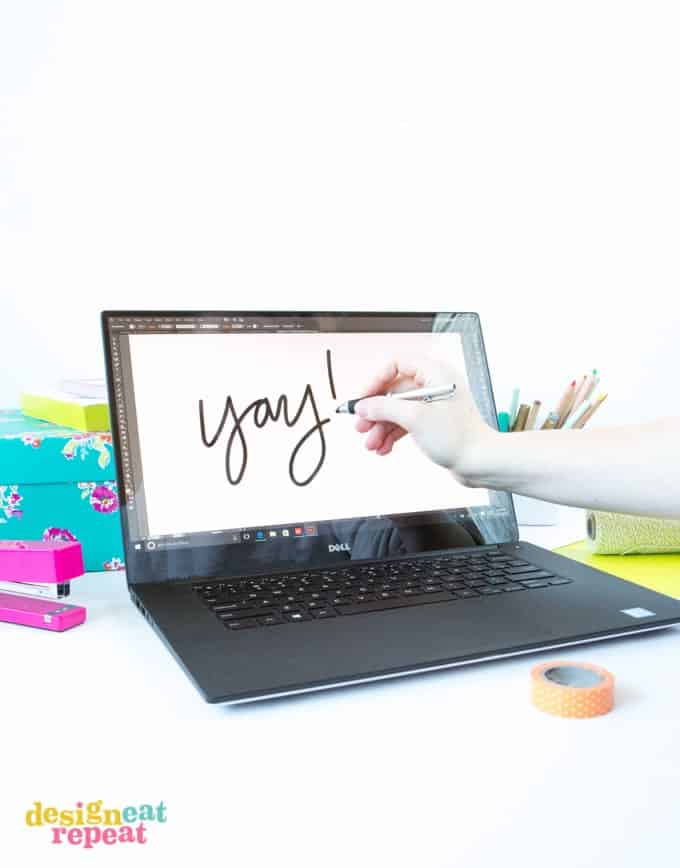 Graphic Designer, Melissa from the blog Design Eat Repeat shows you how to make your own custom hand lettered gift wrap using the Dell XPS 15 touchscreen laptop and Adobe Illustrator!
