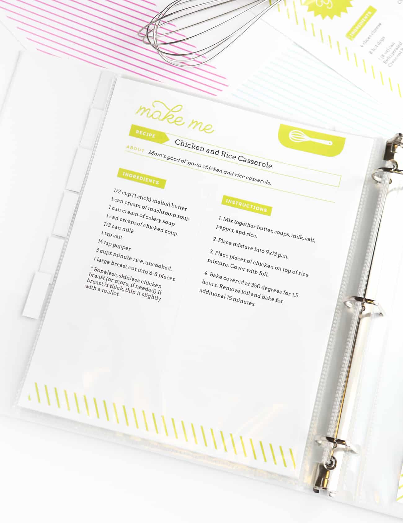 Organize your favorite recipes into a DIY recipe book with these fun and free printable recipe binder kit templates! Perfect for gifting to friends or family or just as a way to organize your favorite family recipes.  
