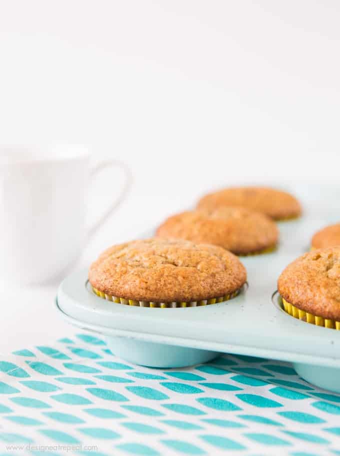 These easy banana muffins are quick to throw together, full of flavor, and perfect for a last minute weekend breakfast!