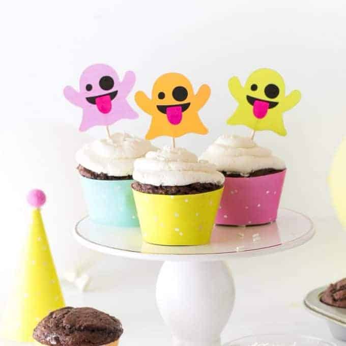 emoji ghost cupcake toppers