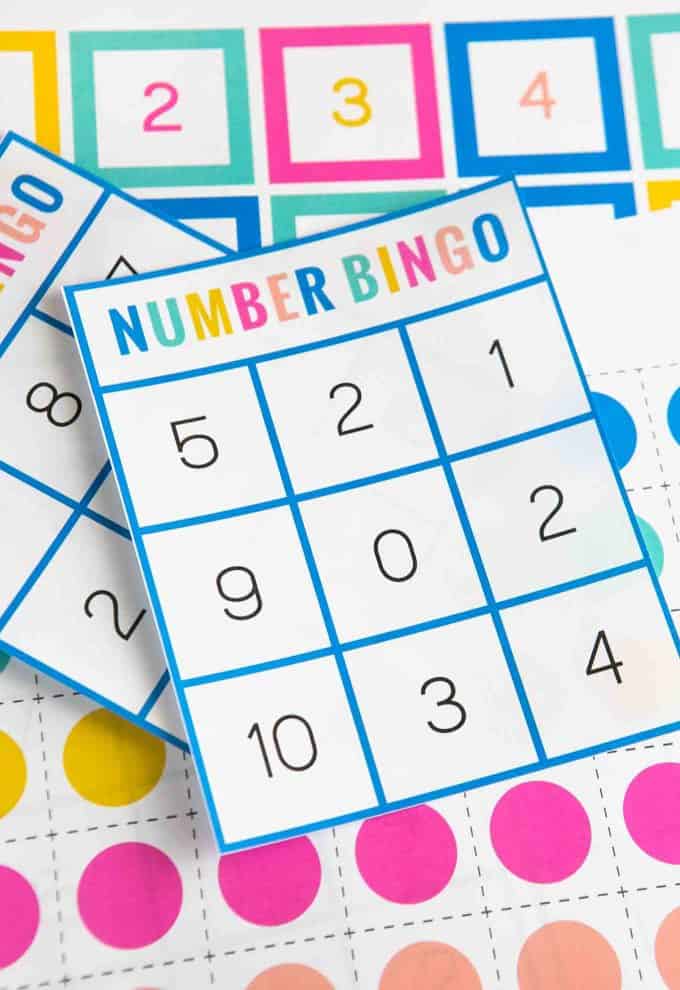 Colorful number bingo card