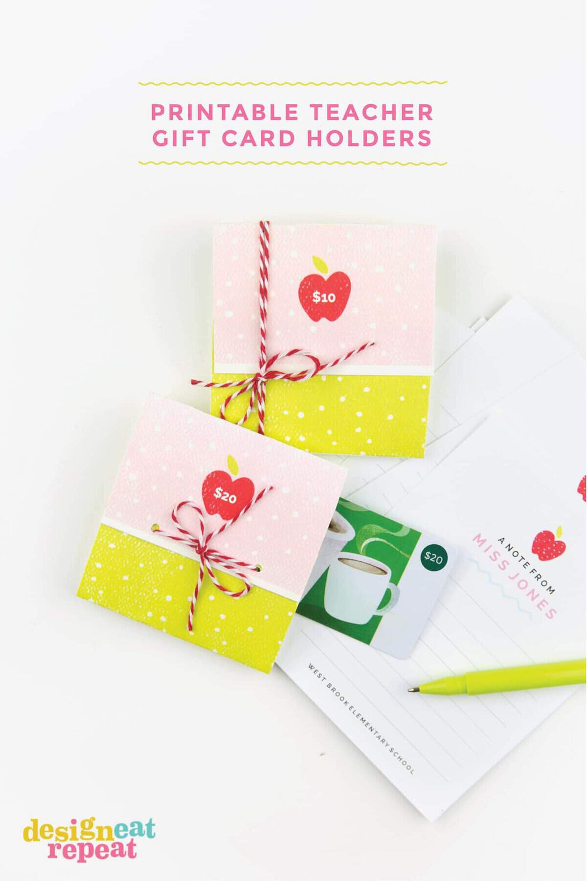 Instead of gifting generic body soaps or apple-themed home decor this year, give your teachers something they really want: money! These printable gift card holders can be personalized with the dollar amount and have lots of space inside to write a personal note! #avery #printables #teachergiftidea