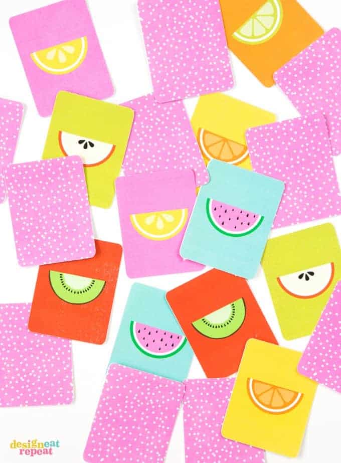 This adorable FREE fruit inspired printable memory game is a perfect way to keep the kiddos busy during the summer months!