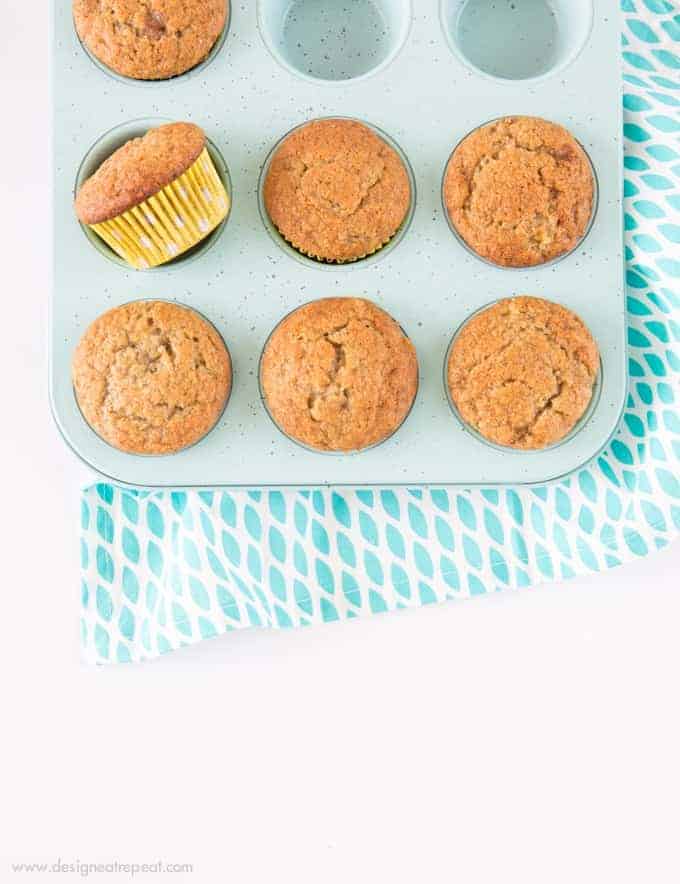 These easy banana muffins are quick to throw together, full of flavor, and perfect for a last minute weekend breakfast!