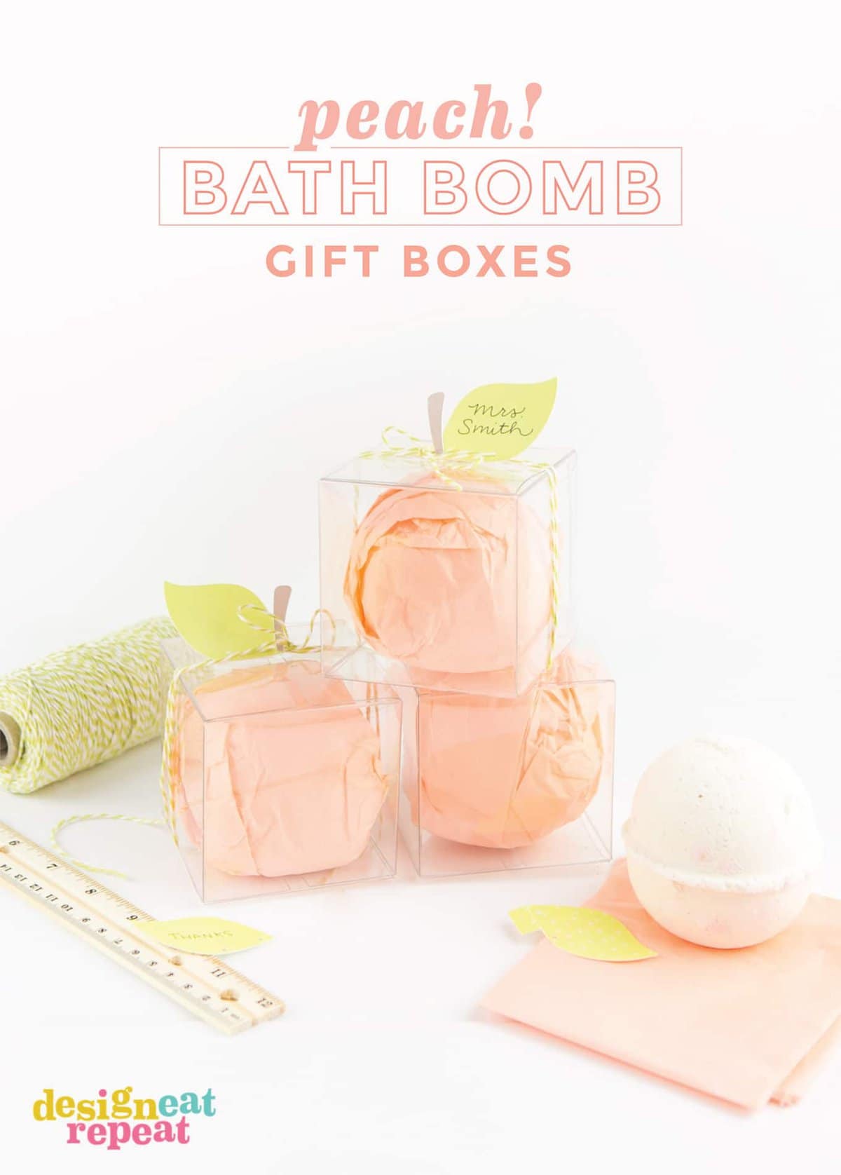 With back to school just around the corner, give the gift of relaxation with this peachy bath bomb teacher gift idea! Also great for thank you gifts, southern wedding party favors, or fruit party favors!