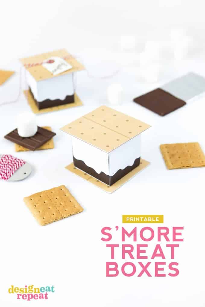 Dive into summer with these FREE S'more Printable Treat Boxes! Perfect for a camping-themed birthday parties, summer barbecues, or just as fun way to spruce up a night of indoor microwave s'mores!