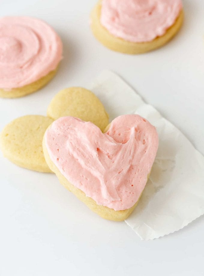 pink heart sugar cookie buttercream