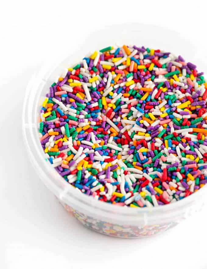 container of rainbow sprinkles